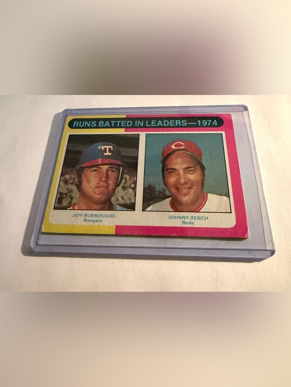 Johnny Bench/Jeff Burroughs 1975 RBI Leaders Topps Baseball Card Vintage
